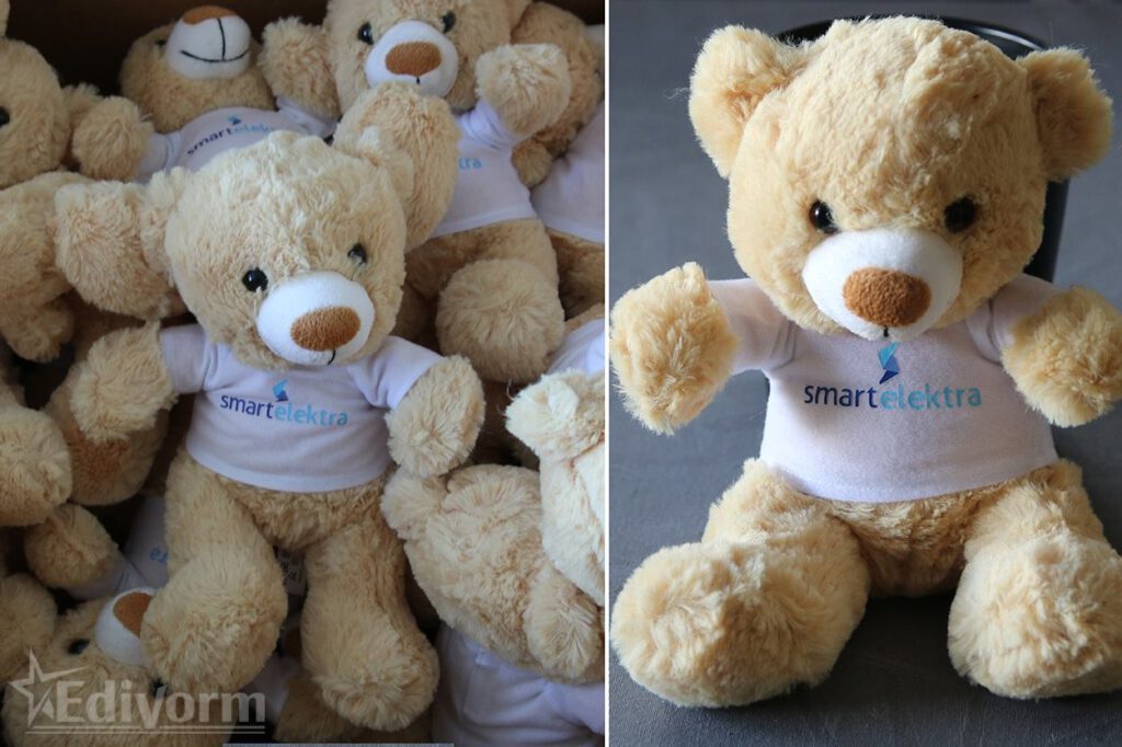Pluche beertjes met logobedrukking voor Smart Elektra